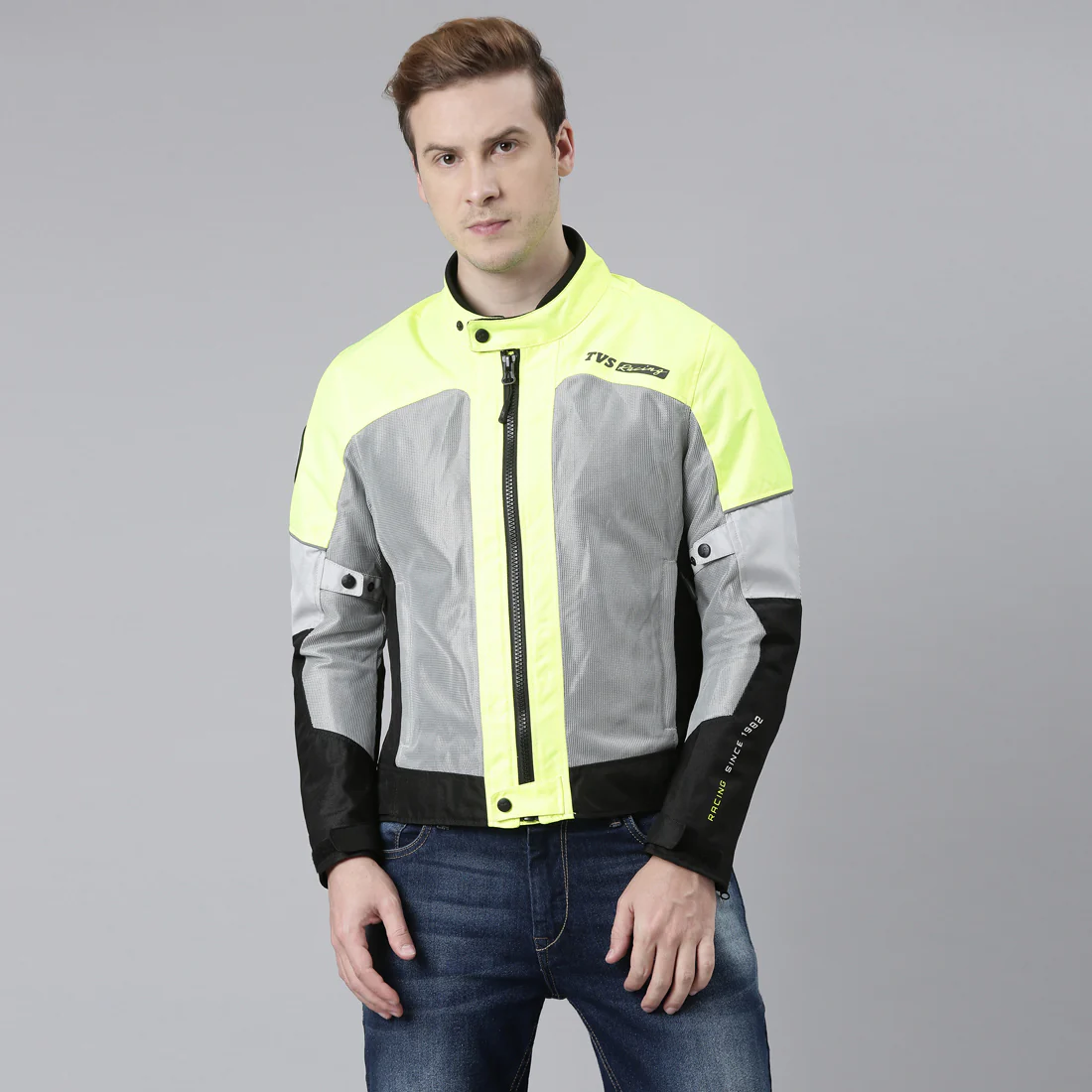 TVS Racing Asphalt Riding Jacket for Men- High Abrasion 600D Polyester, CE Level 2 Armour Protection – Essential Bike Jacket for Bikers (Grey) - Image 26